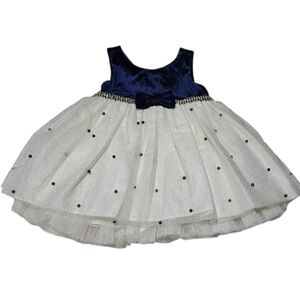 Elegant Navy and White Baby Dress 24 Months